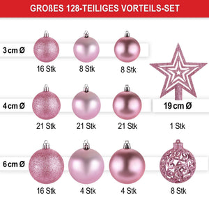 Weihnachtskugeln Festiva 128-teilig Christbaumkugeln Pink
