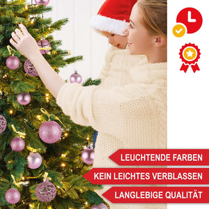 Weihnachtskugeln Festiva 128-teilig Christbaumkugeln Pink