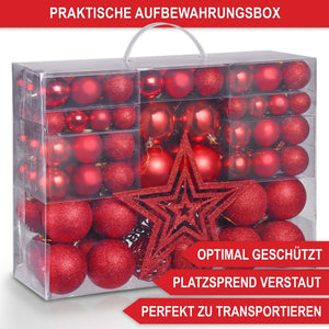 Weihnachtskugeln Festiva 128-teilig Christbaumkugeln Rot