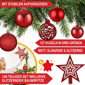 Weihnachtskugeln Festiva 128-teilig Christbaumkugeln Rot