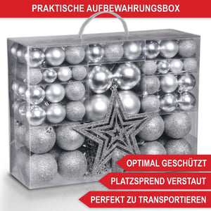 Weihnachtskugeln Festiva 128-teilig Christbaumkugeln Silber