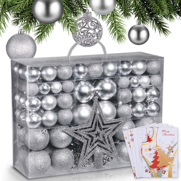 Weihnachtskugeln Festiva 128-teilig Christbaumkugeln Silber