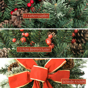 Weihnachtslaterne 150cm mit LED-Lichterkette Tannenzapfen & Schleife