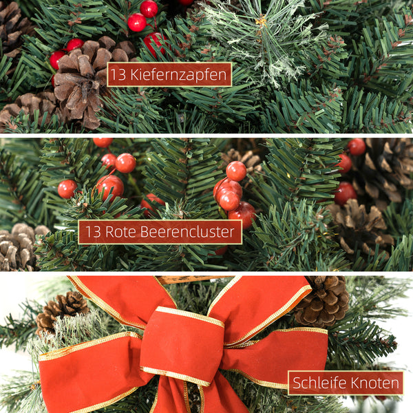 Weihnachtslaterne 150cm mit LED-Lichterkette Tannenzapfen & Schleife