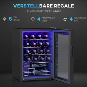 Weinkühlschrank Weinklimaschrank für 20 Flaschen 5-18°C mit Anti-UV Glastür LED und Touchscreen