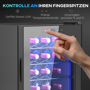 Weinkühlschrank Weinklimaschrank für 20 Flaschen 5-18°C mit Anti-UV Glastür LED und Touchscreen