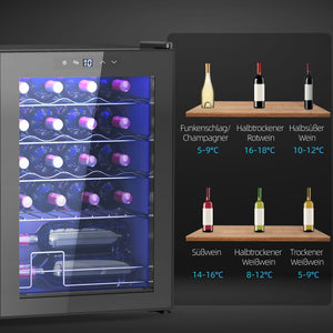 Weinkühlschrank Weinklimaschrank für 20 Flaschen 5-18°C mit Anti-UV Glastür LED und Touchscreen