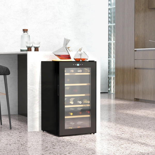 Wine cooler/wine climate cabinet for 24 bottles with LED lighting, black
