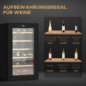 Wine cooler/wine climate cabinet for 24 bottles with LED lighting, black