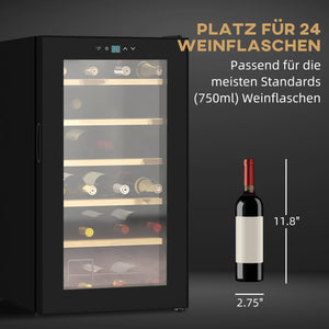 Wine cooler/wine climate cabinet for 24 bottles with LED lighting, black