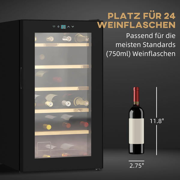 Wine cooler/wine climate cabinet for 24 bottles with LED lighting, black