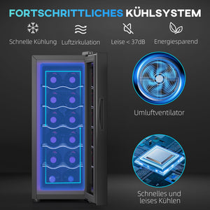 Weinkühlschrank Weinkühler 12 Flaschen 30L 8-18°C mit LED und Touchscreen