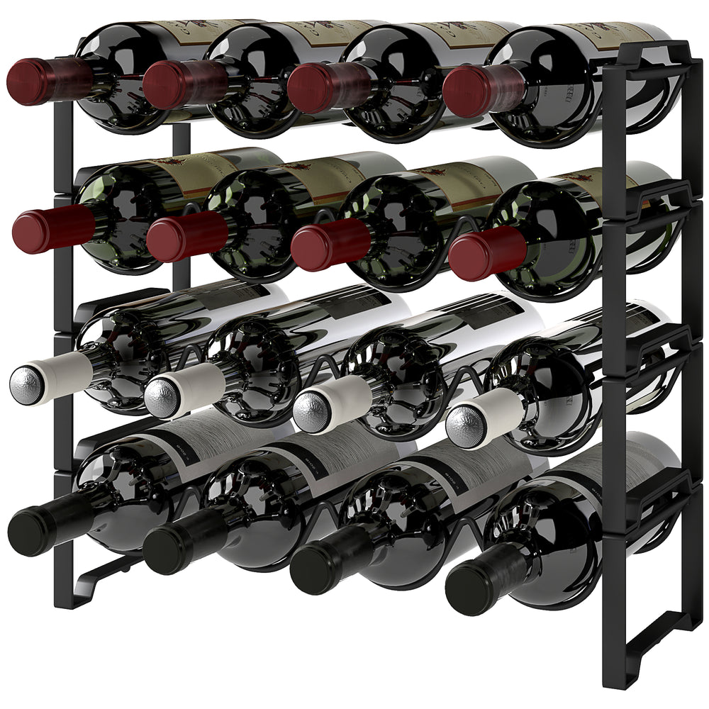 Weinregal freistehend für 16 Weinflaschen Metall schwarz