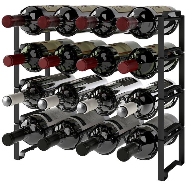 Weinregal freistehend für 16 Weinflaschen Metall schwarz
