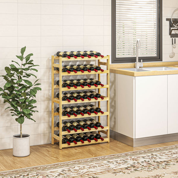 Weinregal mit 7 Etagen für 42 Flaschen mit Kippschutz Holz natur