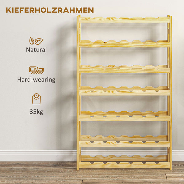 Weinregal mit 7 Etagen für 42 Flaschen mit Kippschutz Holz natur
