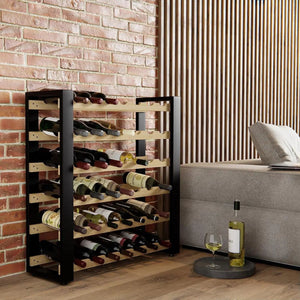 Loft wine rack for 42 bottles, freestanding, solid wood