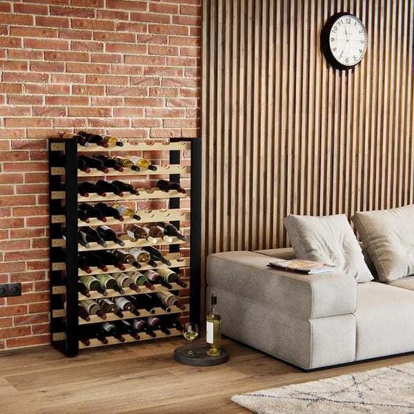 Loft wine rack for 81 bottles, freestanding, solid wood