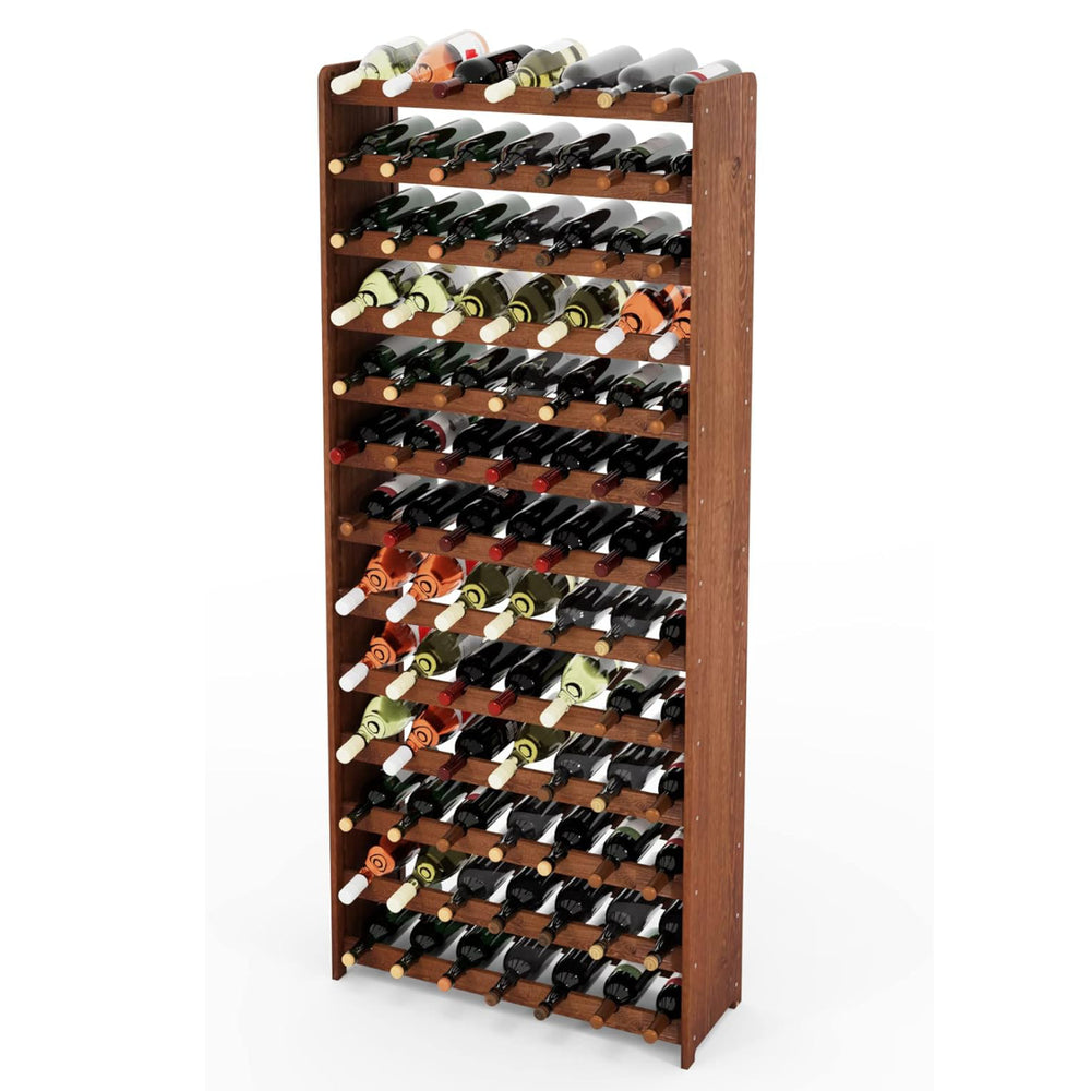 Wine rack for 91 bottles, brown oiled