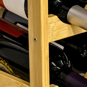 Bamboo wine rack with natural wood design for 16 bottles