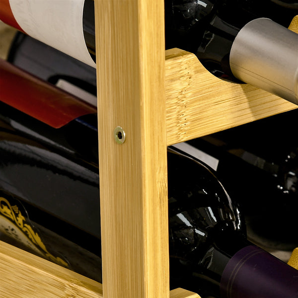 Bamboo wine rack with natural wood design for 16 bottles