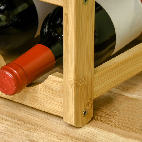 Bamboo wine rack with natural wood design for 16 bottles