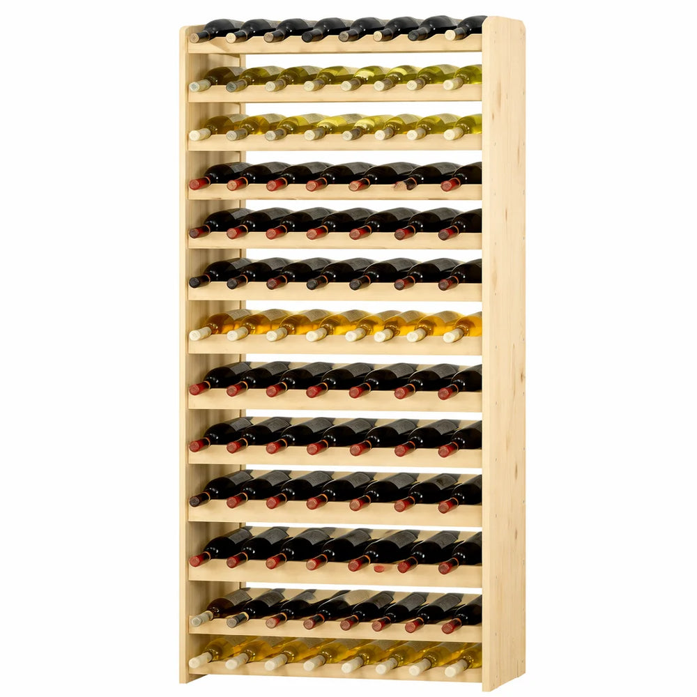 Wine rack for 91 bottles, natural finish