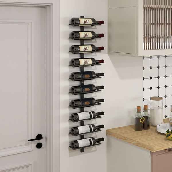 Weinregal Wandregal für 10 Flaschen für Küche Metall schwarz