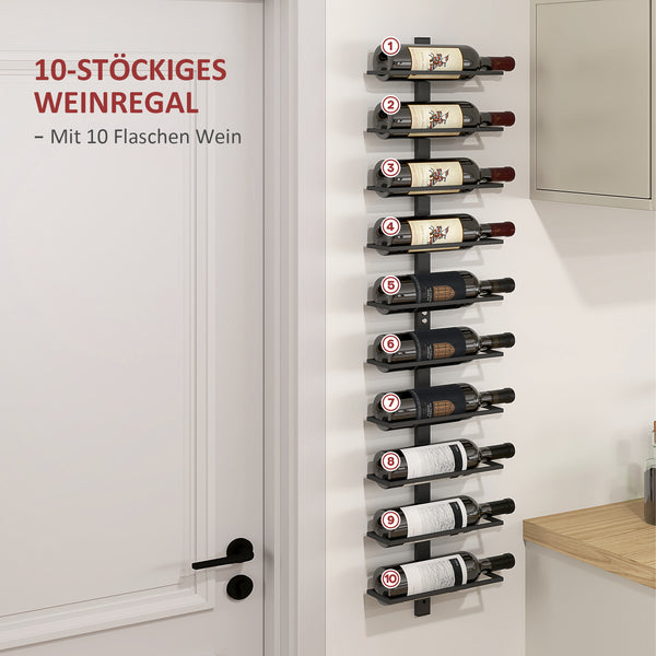Weinregal Wandregal für 10 Flaschen für Küche Metall schwarz
