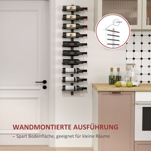 Weinregal Wandregal für 10 Flaschen für Küche Metall schwarz
