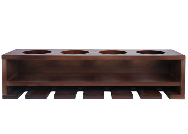 Weinregal Wandbar für 4 Flaschen 6 Gläser 12x48x12cm braun