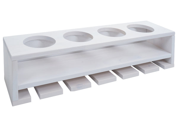 Weinregal Wandbar für 4 Flaschen 6 Gläser 12x48x12cm weiss