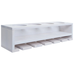 Weinregal Wandbar für 4 Flaschen 6 Gläser 12x48x12cm weiss