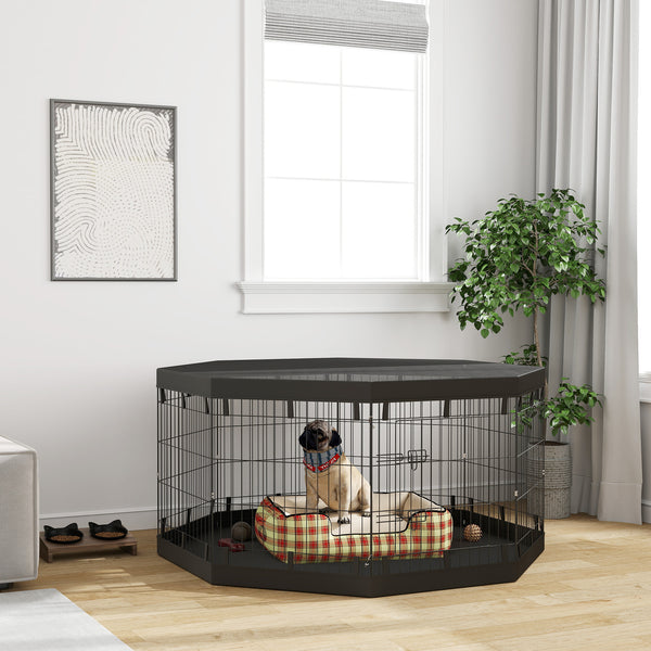 Welpenauslauf atmungsaktiv für Hunde bis 20kg 159x159x76cm Schwarz