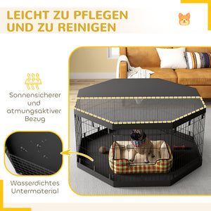 Welpenauslauf atmungsaktiv für Hunde bis 20kg 159x159x76cm Schwarz