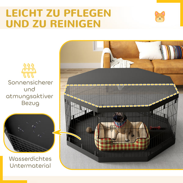 Welpenauslauf atmungsaktiv für Hunde bis 20kg 159x159x76cm Schwarz