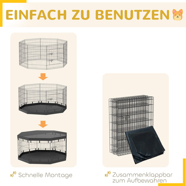 Welpenauslauf atmungsaktiv für Hunde bis 20kg 159x159x76cm Schwarz
