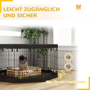 Welpenauslauf atmungsaktiv für Hunde bis 20kg 159x159x76cm Schwarz