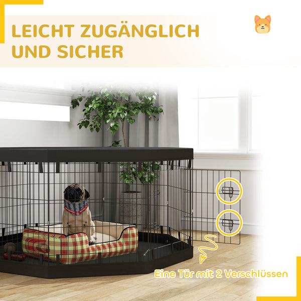 Welpenauslauf atmungsaktiv für Hunde bis 20kg 159x159x76cm Schwarz
