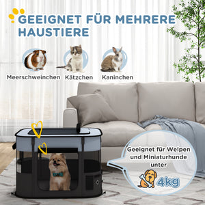 Welpenauslauf faltbar Netz Hunde bis 4kg 74x60x45cm Grau