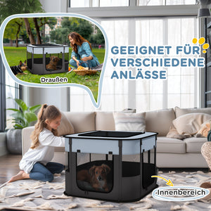 Welpenauslauf faltbar Netz Hunde bis 4kg 74x60x45cm Grau