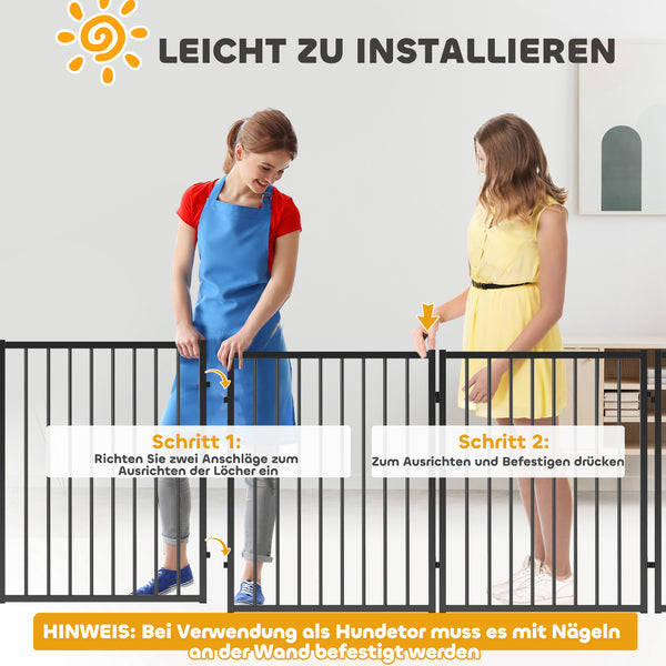 Welpenauslauf faltbar mit Tür für drinnen und draussen aus Stahl