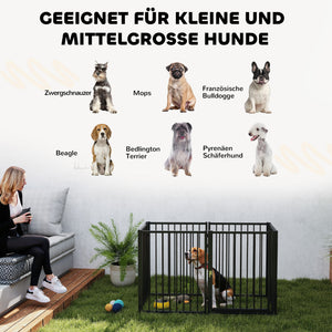 Welpenauslauf faltbar mit Tür für drinnen und draussen aus Stahl