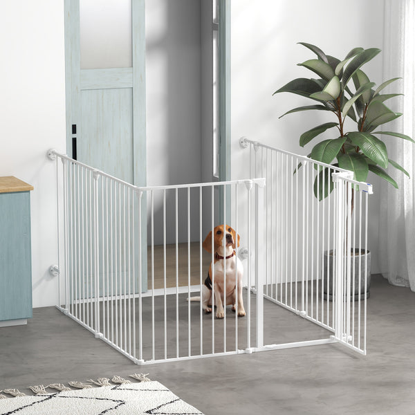 Welpenauslauf klappbar modular für innen aus Stahl weiss