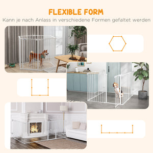 Welpenauslauf klappbar modular für innen aus Stahl weiss