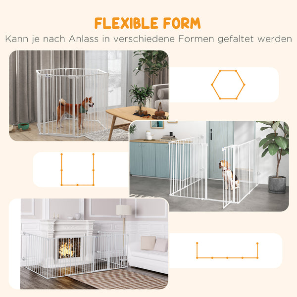 Welpenauslauf klappbar modular für innen aus Stahl weiss