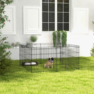 Welpenlaufstall mit Tür für kleine Hunde Indoor Outdoor schwarz
