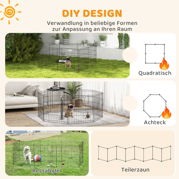 Welpenlaufstall mit Tür für kleine Hunde Indoor Outdoor schwarz