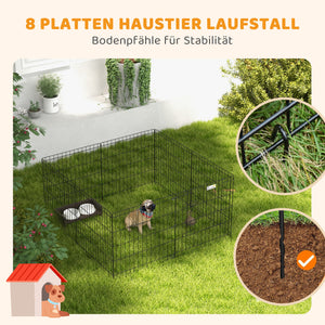 Welpenlaufstall mit Tür für kleine Hunde Indoor Outdoor schwarz