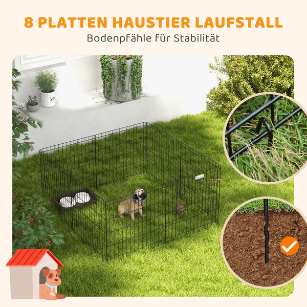 Welpenlaufstall mit Tür für kleine Hunde Indoor Outdoor schwarz